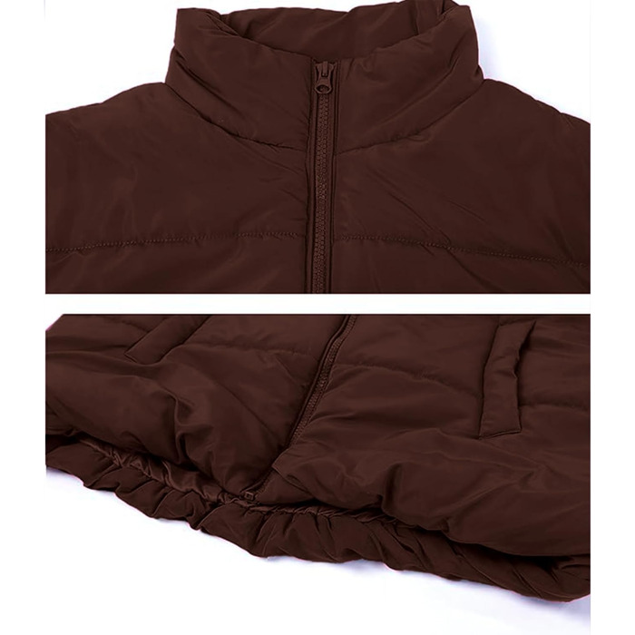 Жіноча пухова жилетка Ainangua з коміром-стійкою, блискавкою, без рукавів, тепла, з утеплювачем, для зими, легка куртка/манто (M, Коричневий)
