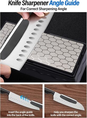 Двобічний алмазний точильний камінь Kalolary для ножів, ножниць, кухонних та туристичних інструментів (400/1000 гріт з доводкою)