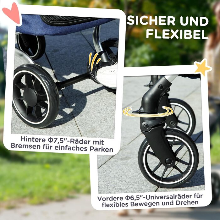 PawHut Легкий візок для собак та котів з алюмінію, склавний, з подушкою, сіткою, дверима та кошиком для зберігання (Блакитний)