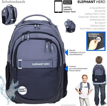 Дитячий рюкзак Elephant Hero Signature з дощовиком (фіолетовий-бірюзовий, чорний) 13047