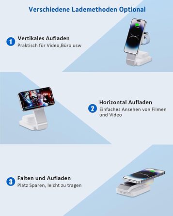 3-в-1 Станція Бездротової Зарядки: iPhone, Apple Watch, AirPods (Біла)