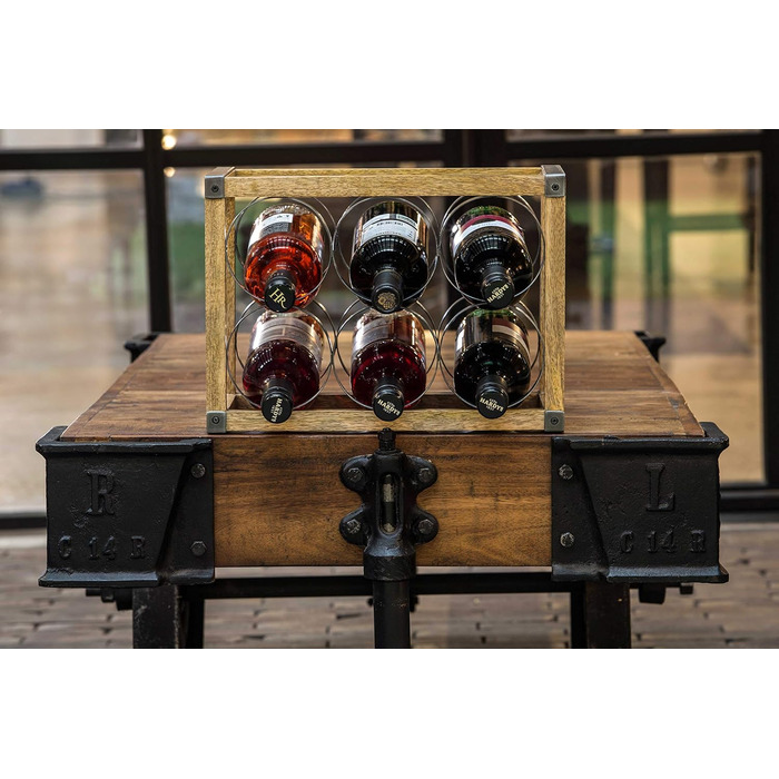 Винна полиця KitchenCraft Industrial Kitchen на 6 пляшок, метал, бежево-сіра, 30x18x18 см