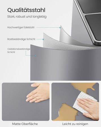 Відро для сміття SONGMICS подвійне, 2x30л, педальне, з системою роздільного збору, металеве, сіро-графітове (LTB60BK)