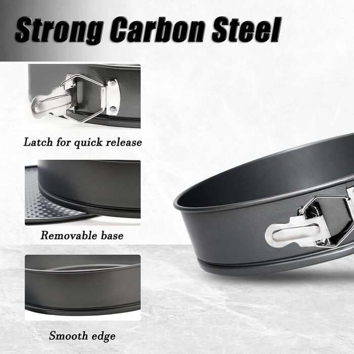 Форма для випічки SUJIBHI 20 см, вуглецева сталь з антипригарним покриттям, знімний дно, для чізкейків, брауні, тортів та випічки (1 шт.)