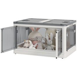 HOMCOM Collapsible Storage Box with Dust Cover - White & Gray