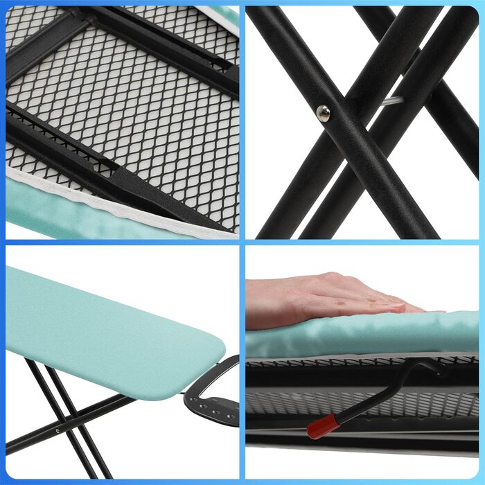 KADAX Ironing Board, 120x38 cm Folding Ironing Table, Height-Adjustable Steam Ironing Table, Steam Ironing Board with Non-Slip Feet, Table with 8mm Foam Padding (Mint)