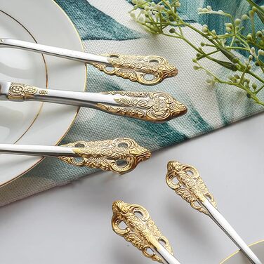 Набір столових приборів Prächtiges Barock 20 предметів з нержавіючої сталі 18/10 (золото-срібло) в подарунковій коробці - виделки, ложки, ножі