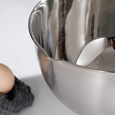 Набір місок для перемішування, 3 шт. з нержавіючої сталі, з носиком, для приготування та подачі, 1.5 л, 3 л, 5 л