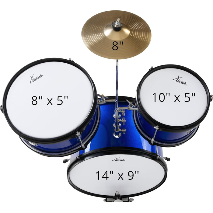 XDrum Junior KIDS барабанна установка для дітей 3-5 років - комплект зі стільчиком, паличками та ключем - блакитна