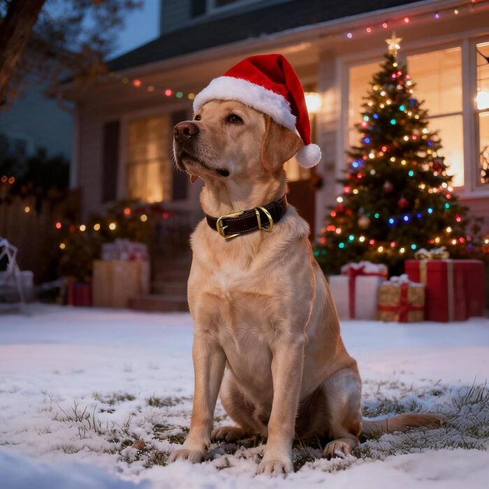 Нашийник для собак з натуральної шкіри, великий розмір (XL), міцний нашийник з латунною застібкою та D-подібним кільцем