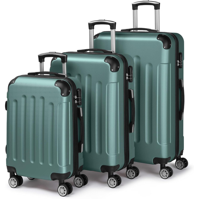 Набір валіз LEADZM 3 шт. з захистом кутів, ABS, телескопічний ручка, ручна поклажа, контрастне кольорове рішення (кремово-білий)