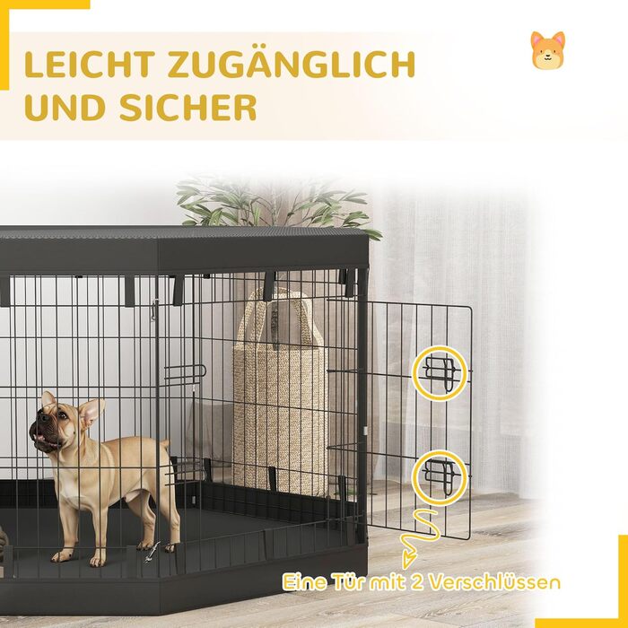PawHut® Вольєр для цуценят, огорожа для собак, вольєр для тварин, 71x61 см (Чорний, 159 x 76 см)