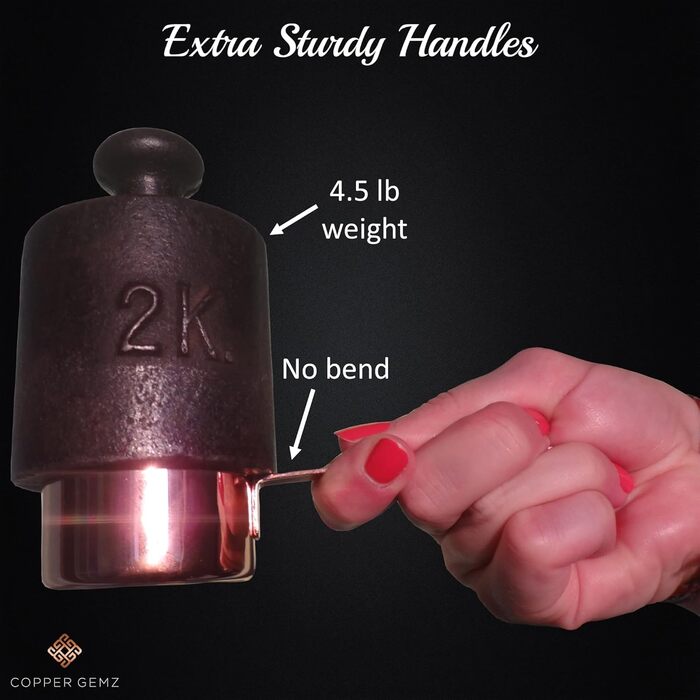Copper and stainless steel measuring cups and spoons, copper-plated, high-quality stainless steel. Satin + high gloss polished. US + metric measurements. Kitchen gift under $30. From Copper Gemz Gift Box Packaging copper.
