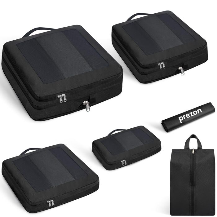 Набір кубиків-органайзерів для подорожей Prezon (6 шт., чорний)