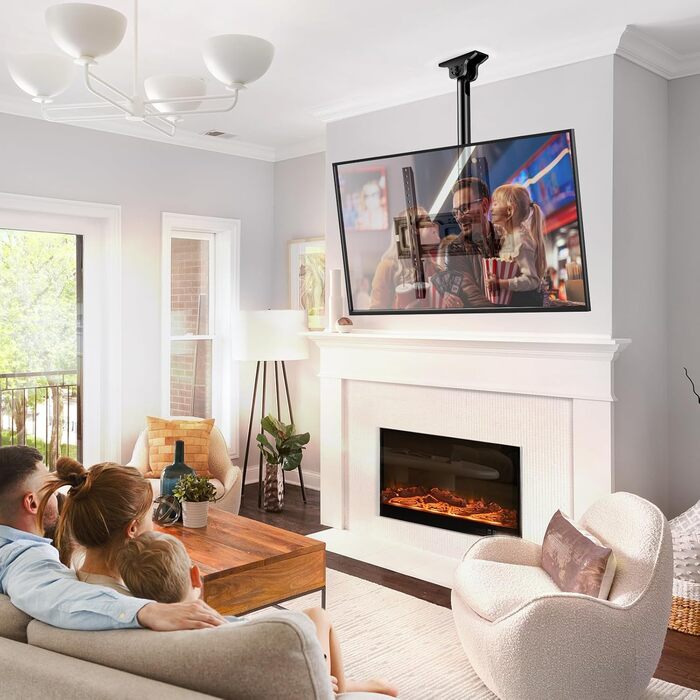 Full-Motion TV Ceiling Mount - Tilting and Swiveling, Adjustable for 26-65 inch Screens, 50kg Capacity, VESA 400x400mm