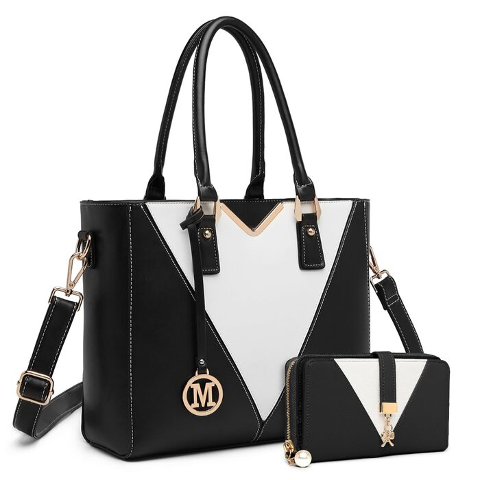 Сумка жіноча Lulu Daen середнього розміру зі штучної шкіри (PU) - чорна, комплект з гаманцем, для роботи, подорожей, бізнесу