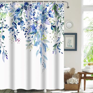 Шторка для душу текстильна з 12 гачками, водонепроникна, антигрибкова, зелена, 180x200 см