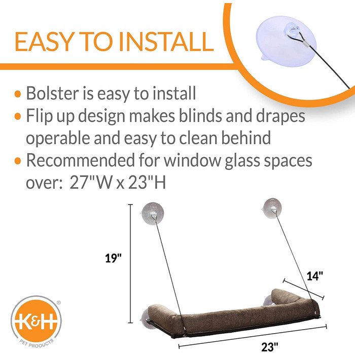 Крісло-лежанка для кота K&H EZ Kitty Sill Deluxe, 30x58 см, з м'яким покриттям