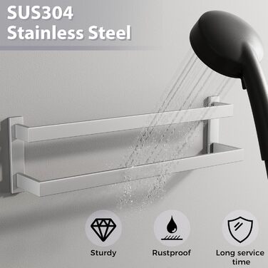 Тримач для рушників SAYAYO: настінна полиця для рушників на 3 секції, 64 см, нержавіюча сталь, для ванної кімнати та кухні