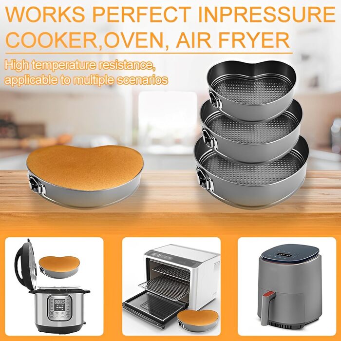 Набір форм для випічки торти та випічки, квадратні, чорні, металеві, знімний дно, антипригарне покриття, 20/22/24 см