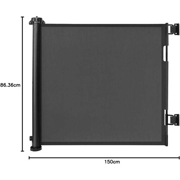 Захисний бар'єр для дитячих воріт, розтяжний 0-150 см, для дітей, котів та собак, внутрішнє та зовнішнє використання (Чорний-150 см)