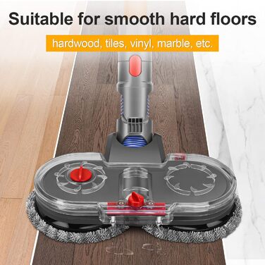 Насадка для миття підлоги RUKHOOL для пилососів Dyson V7/V8/V10/V11/V15, з мікрофіброю та 8 змінних серветок, водяний бак