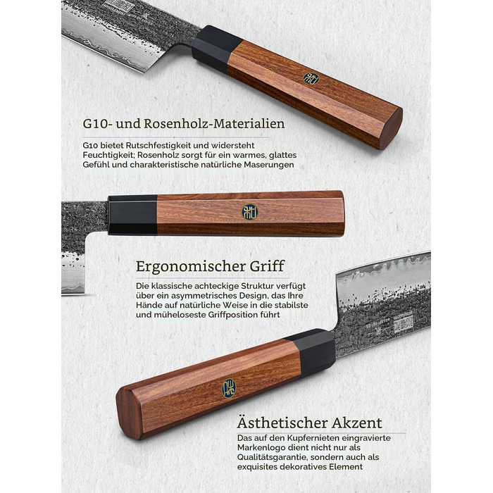 Професійний японський кухонний ніж HOSHANHO Gyuto 20 см для м'яса та овочів