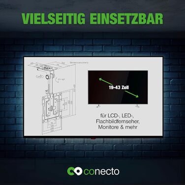 Настінний кріплення для телевізора Conecto, 13-27 дюймів, поворотний, нахильний, регульований, VESA 200x200