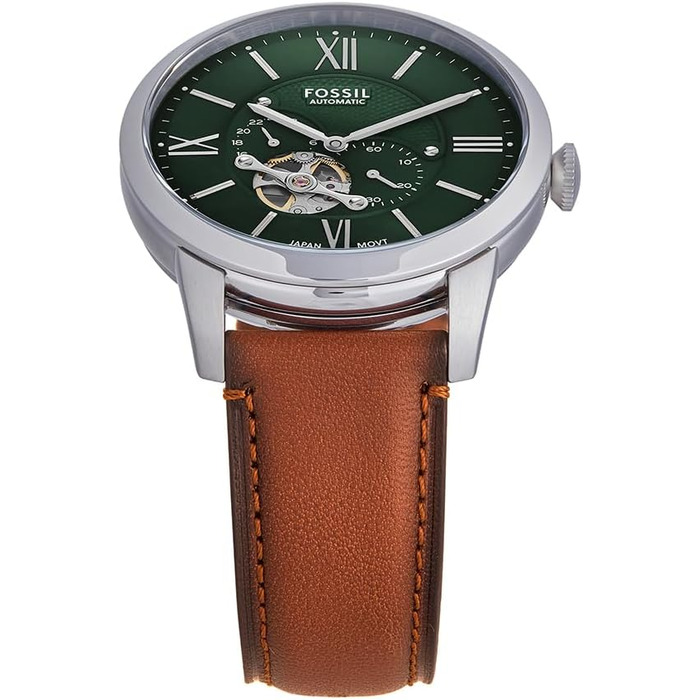 Годинник Fossil Townsman для чоловіків: механічний годинник з автоматичним заводом, сталевий або шкіряний ремінець (44 мм, темно-зелений)