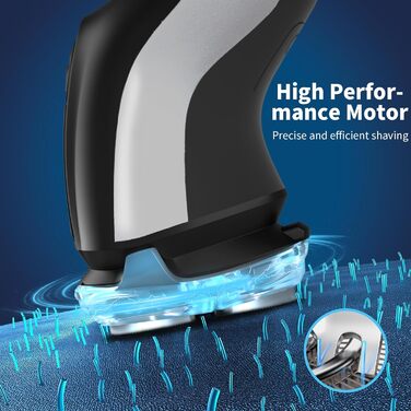 Електричний гоління для чоловіків SweetLF [2023 Neu] з 3D-головкою, LED-дисплеєм, 3 змінні насадки та зарядним пристроєм, IPX7 водонепроникний, чорно-сірий