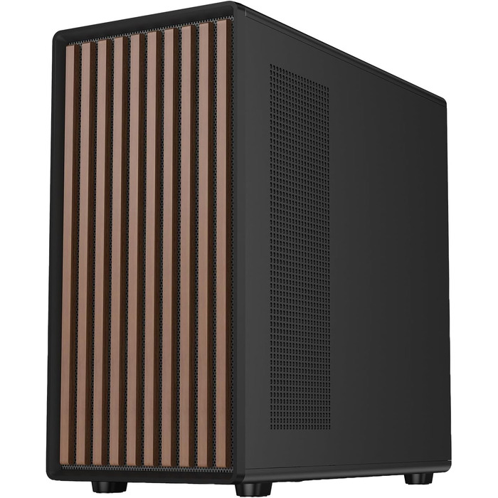 Ігровий корпус Itek Woody W2B ATX Tower, 4 вентилятори 140мм, USB 3.0, Type-C, дерев'яна передня панель, загартоване скло, чорний