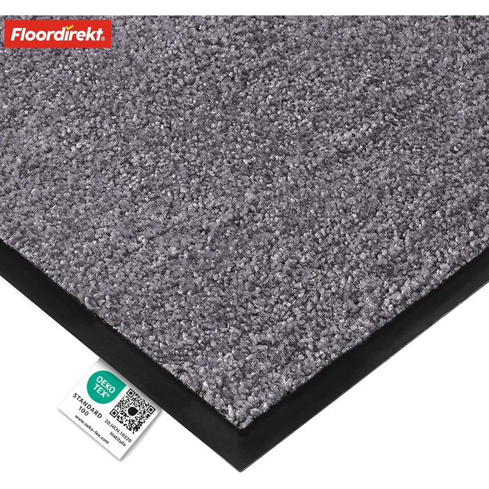 Килимок для підлоги Floordirekt Rhine - миючий, з високою зносостійкістю, антиковзаючий, для входу (сірий, 40 x 60 см)