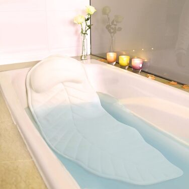 Bathtub Pillow Full Body Bath Pillow Cushion - Bathtub Mat with Headrest Supports Neck, Back and Legs - Hanging Hooks for Quick Drying Home Spa