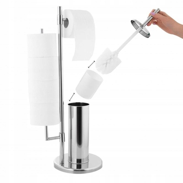 Набір для ванної кімнати Yoka: підставка з тримачем для туалетного паперу та йоржик, хром
