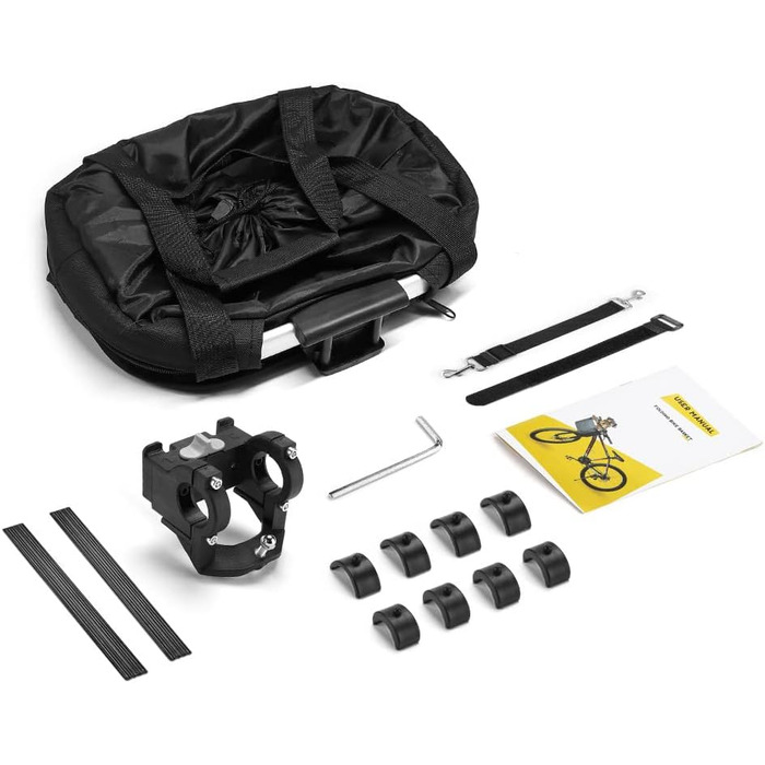 Корзина для собак на велосипед ANZOME, чорна, 33 x 22 x 25 см, з адаптером та ременем безпеки