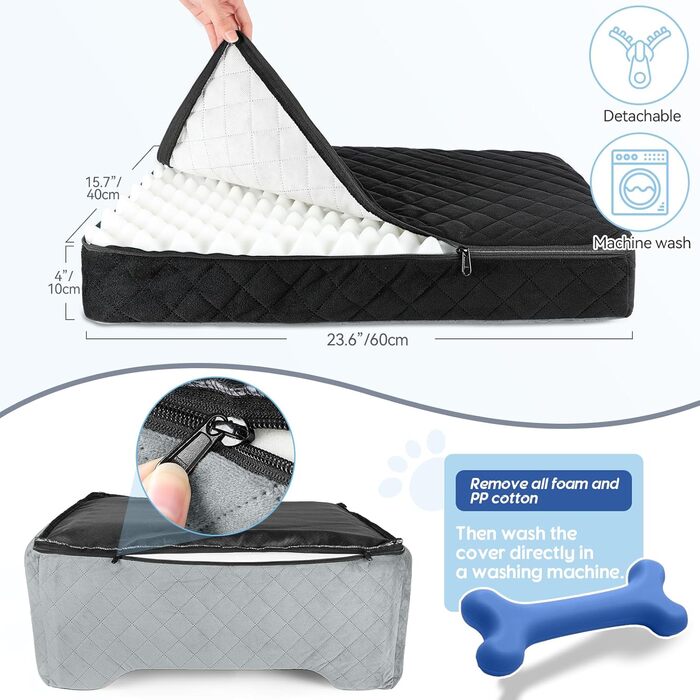 GL GLENSLAVE Dog Car Seat - Medium/Large Dogs, Up to 22kg or 2 Small Dogs - Removable & Washable Pet Car Seat (Black/Gray)