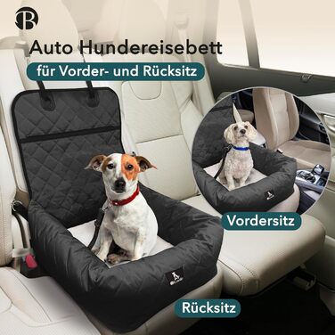 Bluzelle 2-in-1 Dog Car Seat & Bed - Oxford Fabric, Washable, Non-Slip - for Small & Medium Dogs - Black