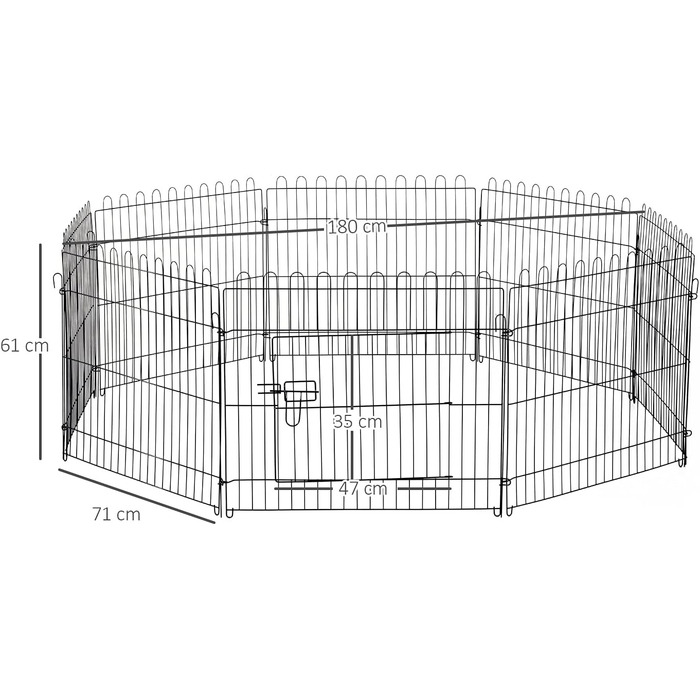 PawHut® Забіг для цуценят, огорожа для собак, клітка для вигулу, розмір: 71x61 см, чорний M