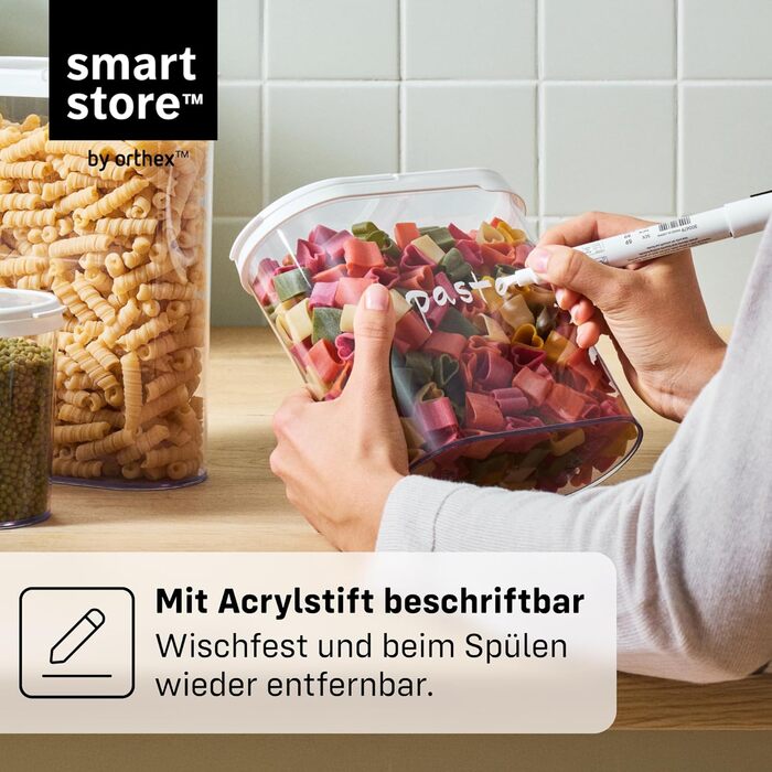 Набір контейнерів для зберігання SmartStore 5 шт. герметичні – пластикові контейнери з кришками, без BPA, для мийки посуду, штабельовані, для кухні – 2x 0.8л, 2x 1.6л, 1x 1.65л + 2 контейнери 1.1л з кришкою