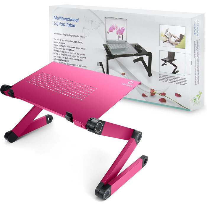 Підставка для ноутбука LifeBasis, складна, регульована, рожева, до 17 дюймів