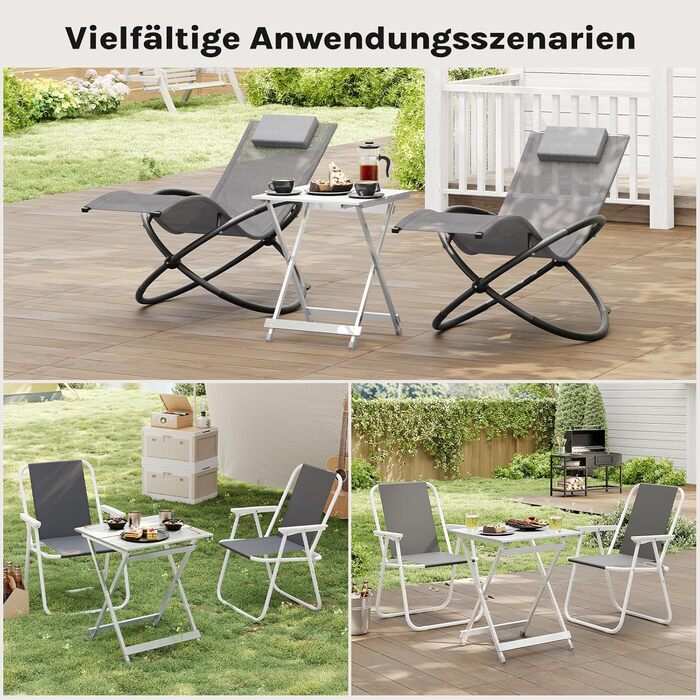 Складний алюмінієвий стіл WOLTU для кемпінгу, саду, балкону - 50.5x59.5x47 см (срібний)