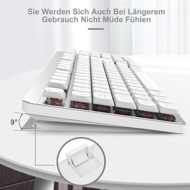 Механічна клавіатура та миша Leadsail FA98 бездротове комплект QWERTZ, 98 клавіш, низькопрофільний червоний перемикач, 1600 DPI, для Windows/MacOS/PC/Laptop (срільно-білий)