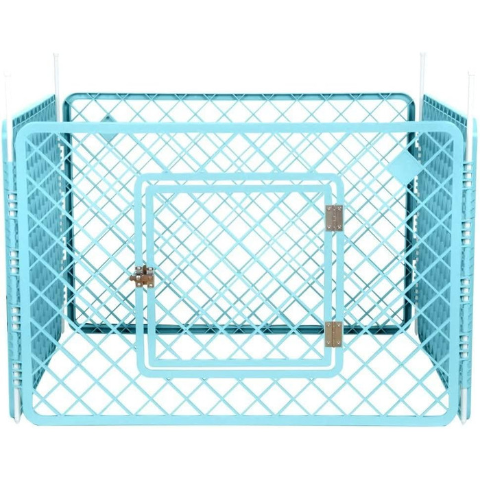 Клітка для цуценят Iris Ohyama з 4 панелями та замикаючоюся дверима, H60см, Блакитна. Підходить для собак та котів, для використання в приміщенні та на вулиці.