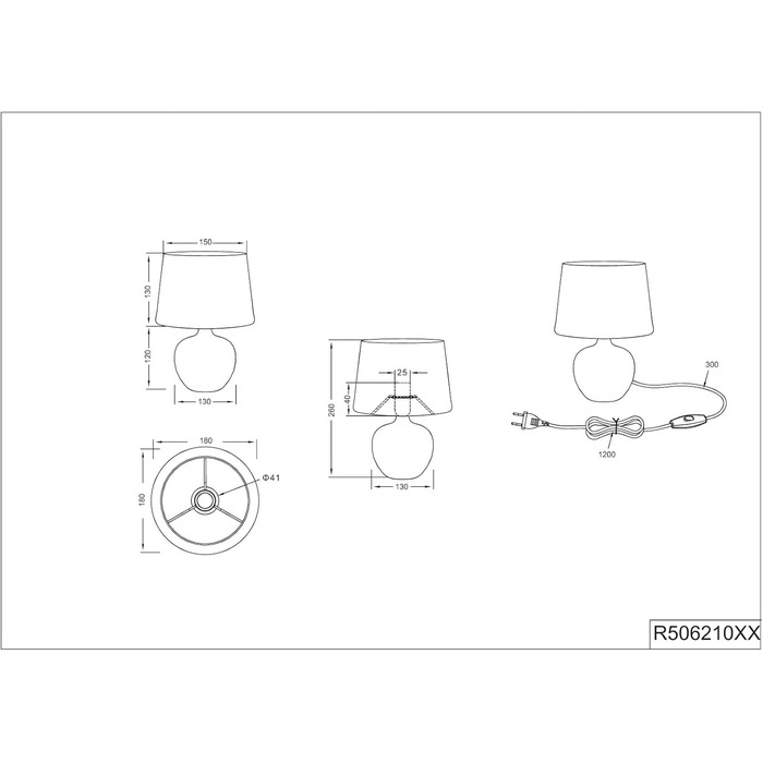 Настільна лампа Reality Leuchten Luxor, кераміка, золото, E14, 18x18x26 см