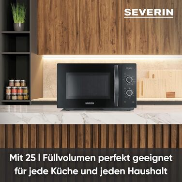 Мікрохвильова піч Severin 2-в-1 з грилем, 20 л, чорна, MW 7762. Плоский скляний стіл, 2 рівні, велика площа, для прямокутного посуду, легке очищення