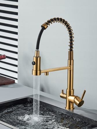 Змішувач для кухні стілець Ari Solid Spring, золотий