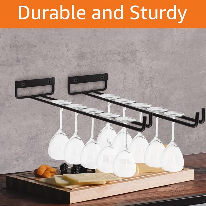 Тримачі для келихів WOPPLXY (6 шт.) - чорні, металеві, 30 см, для ресторану, бару, кухні