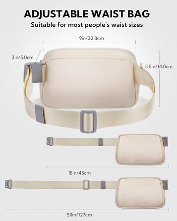 WATERFLY Поясна сумка на пояс для чоловіків та жінок: Стильна нагрудна сумка для спорту та моди, водонепроникна, маленька сумка на стегно для активного відпочинку, подорожей, походів, фестивалів (Бежева)