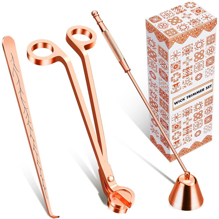 Candle Snuffer and Wick Trimmer Accessory Set (Rose Gold)