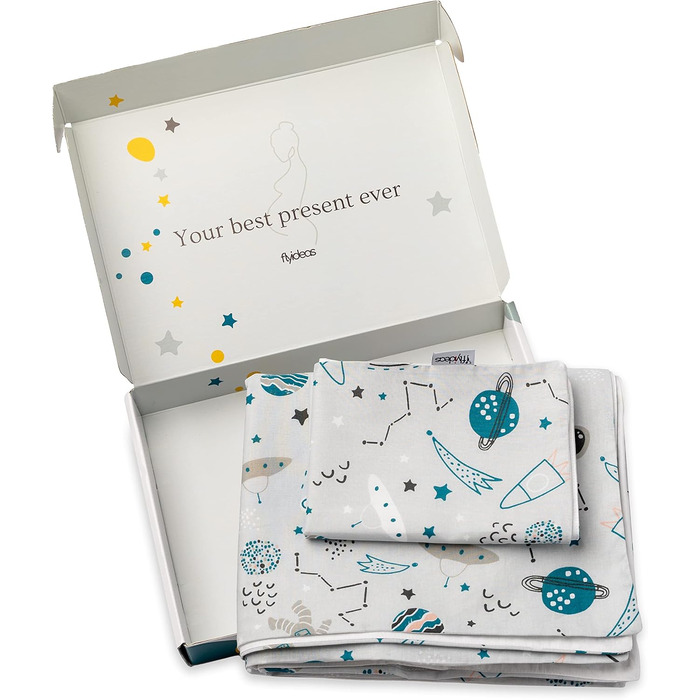 Комплект постільної білизни для новонароджених FlyIdeas: 100% бавовна, сертифікат якості, 160x80 см (Космос)